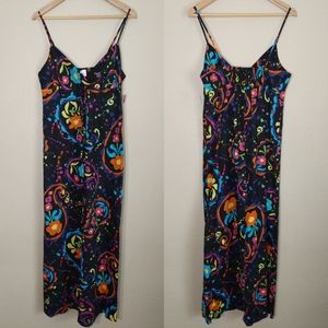 Xhilaration Vibrant Black Floral Maxi dress Size Medium